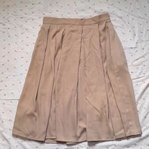Elegant Tan Pleated Midi-Skirt